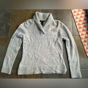 Elena Solano Womens 100% Cashmere Sweater Shawl Collar Pullover Gray Large